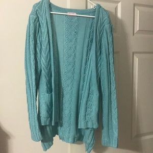 Blue Cable Knit Cardigan